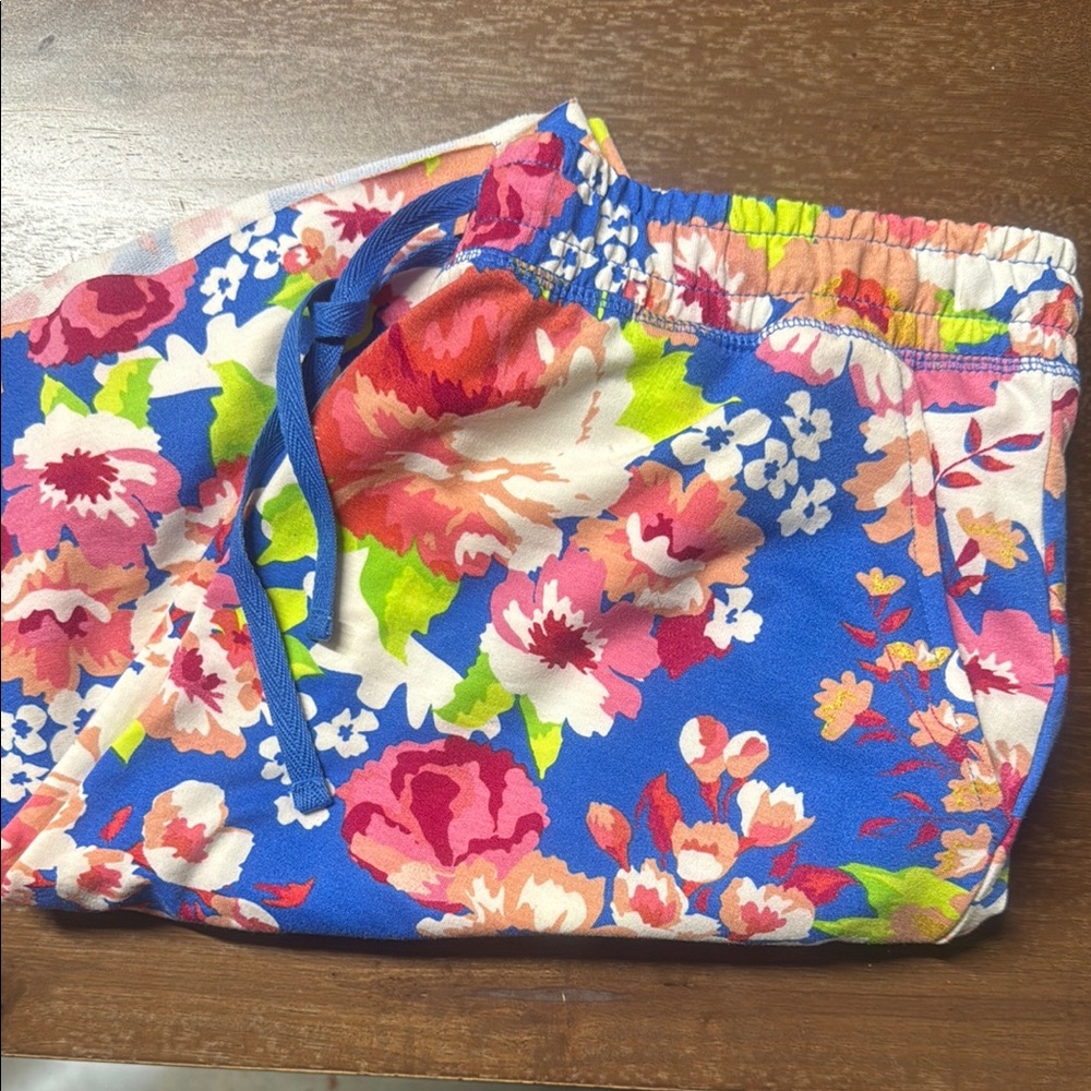 LuLaRoe Jamie Floral Women's Shorts - Blue and Pink